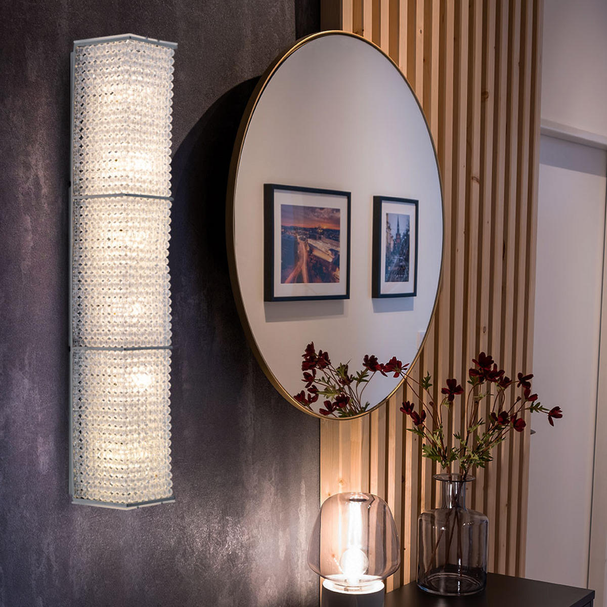 WANDLEUCHTE Caloy Silber Kristalloptik - Silberfarben, Metall (11.5/8/56cm) - Globo Lighting