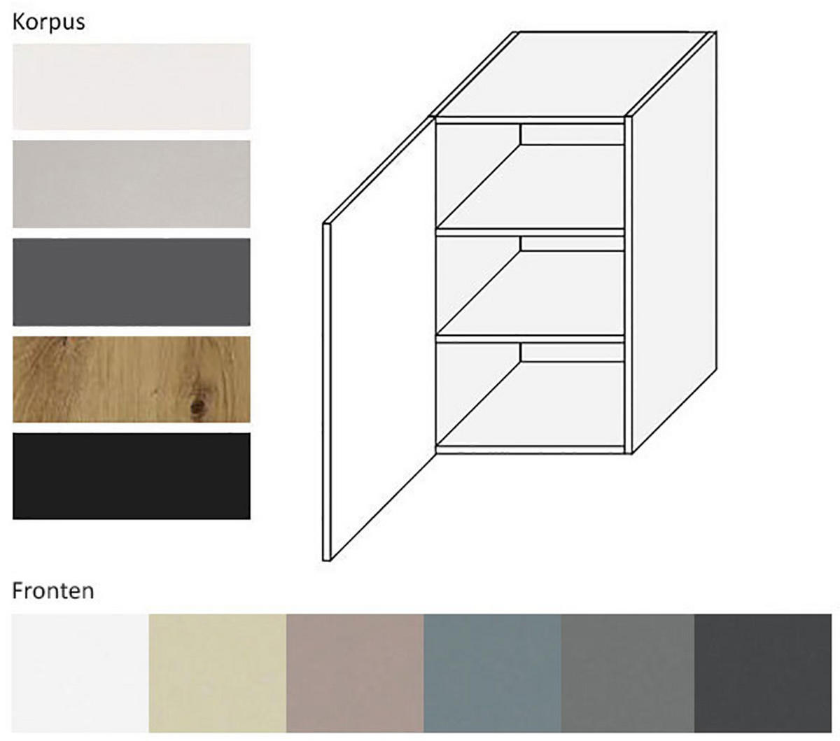 KÜCHENHÄNGESCHRANK Kvantum W2/45 Graphit Matt / Eiche Artisan Matt 45 / 32,5 / 72cm - Graphitfarben/Eiche Artisan, Holz/Holzwerkstoff (45/72/32.5cm) - Feldmann-Wohnen