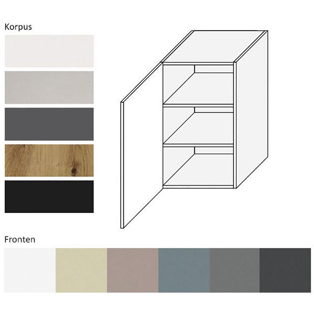 Thumbnail - Feldmann-Wohnen Küchenhängeschrank, Creme, Dunkelgrau, Holz, 2 Fächer, Rechteckig, 45x72x32.5 cm, Küchen, Küchenmöbel, K...