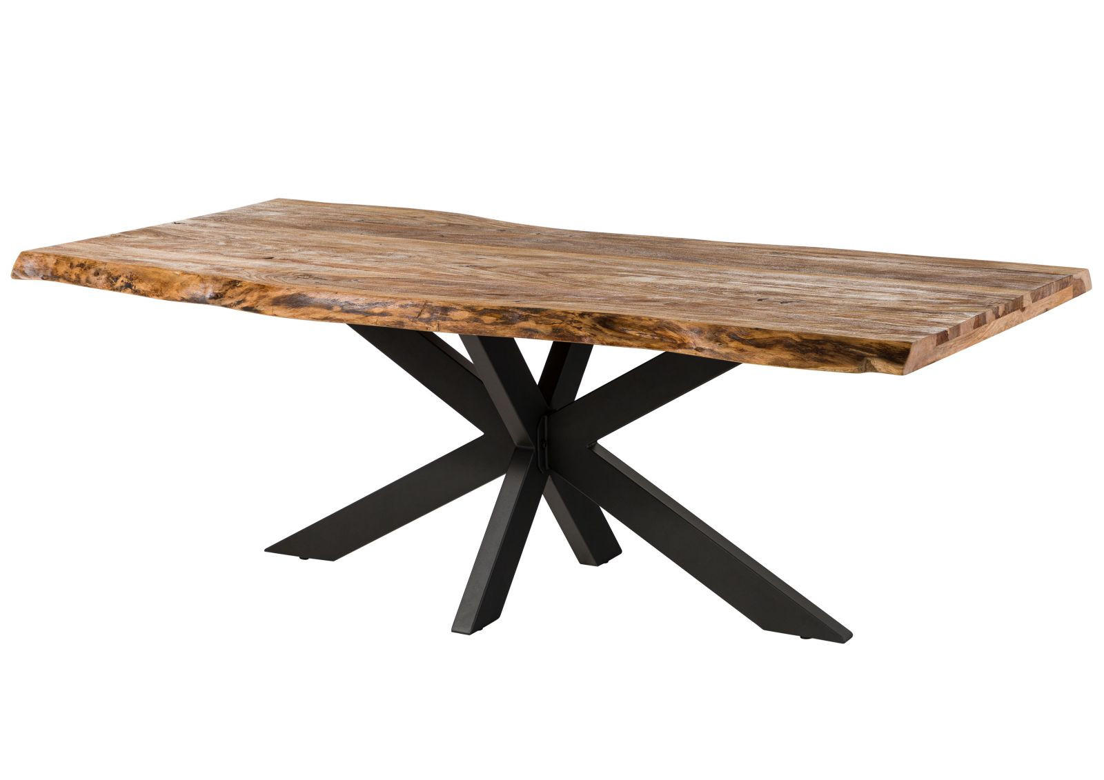 BAUMTISCH Sheesham 260x100x77 natur sandgestrahlt / Kreuzgestell anthrazit matt FREEFORM 5 - Braun, Holz (100/260/77cm) - Massivmoebel24