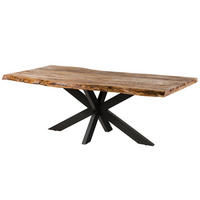 BAUMTISCH Sheesham 260x100x77 natur sandgestrahlt / Kreuzgestell anthrazit matt FREEFORM 5 - Braun, Holz (100/260/77cm) - Massivmoebel24
