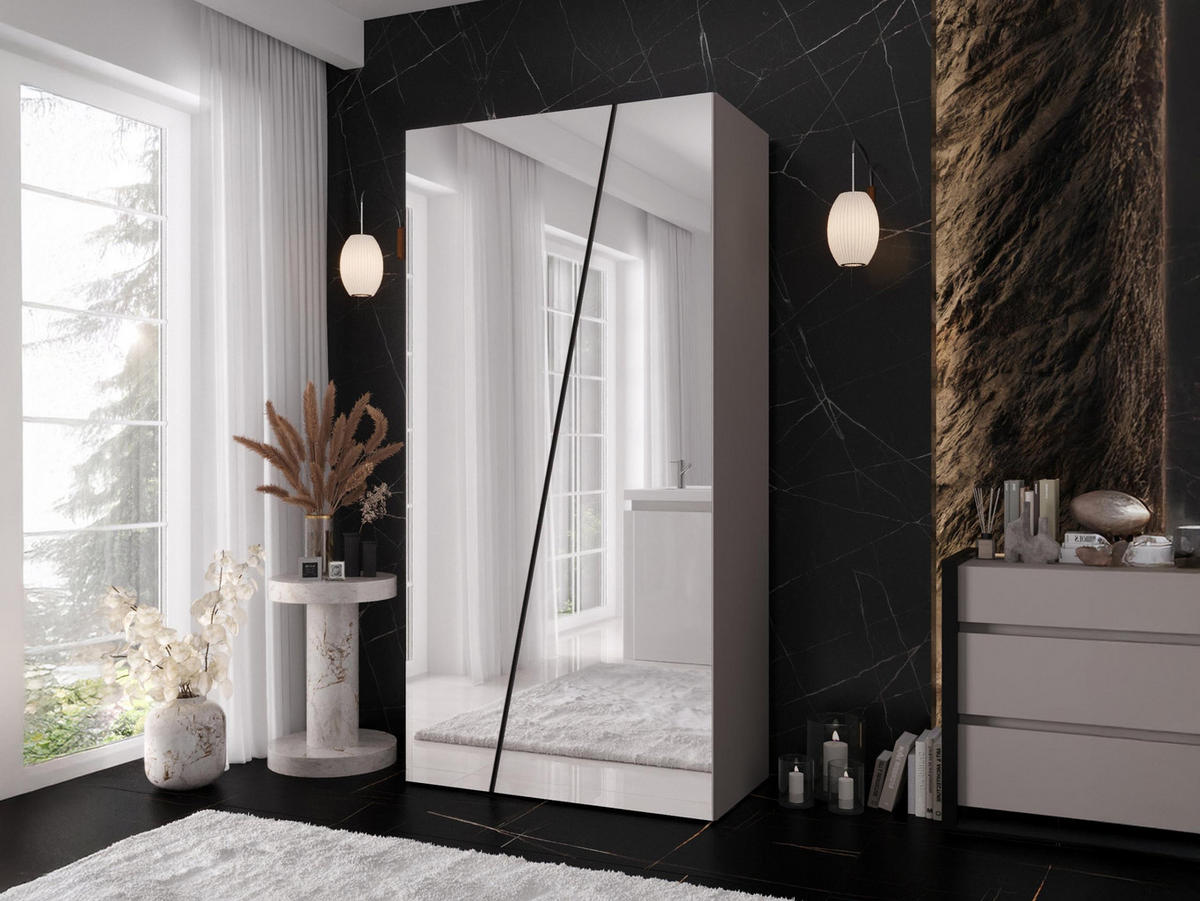 DREHTÜRENSCHRANK Zen 2L 100 cm - Kaschmir/Schwarz, Holzwerkstoff/Kunststoff (100/202/50cm) - MIRJAN24
