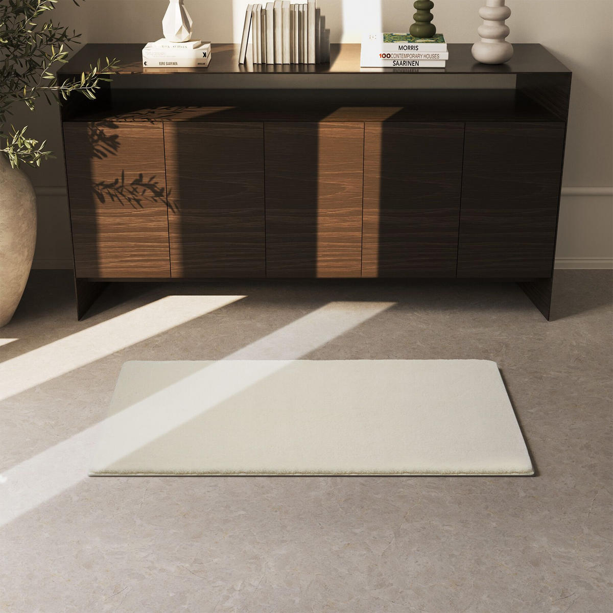KURZFLORTEPPICH Soft Zone,rutschfeste Unterseite,beige - Beige, Kunststoff (110/60cm) - tectake