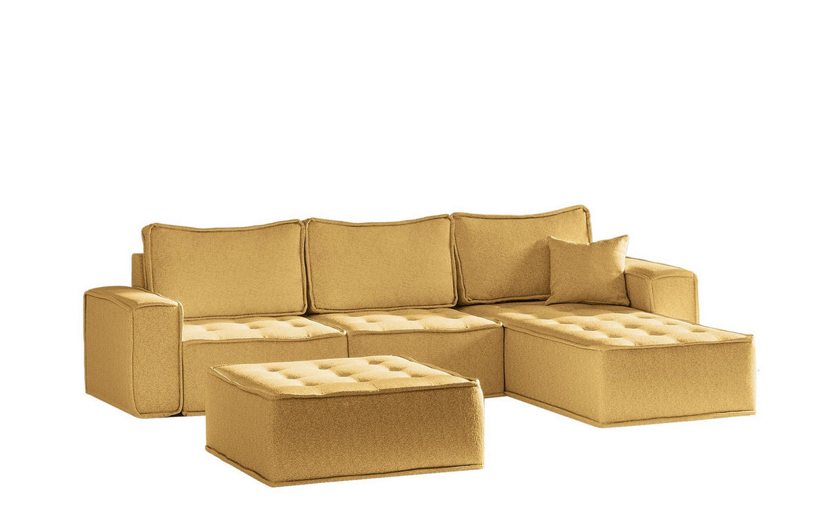 ECKSOFA Sande In Raven - Gelb, Holzwerkstoff/Textil (292/192cm) - Fun Möbel