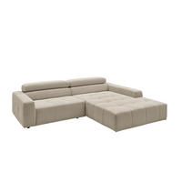 ECKSOFA RENO Beige Cord - Beige/Schwarz, Kunststoff/Textil (258/217cm) - KAWOLA