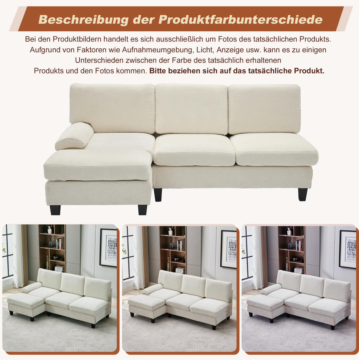 ECKSOFA L-Form, Stoff mit bequemer Polsterung, 194/118/81 cm, Beige - Beige, Textil (118/194cm) - Redom