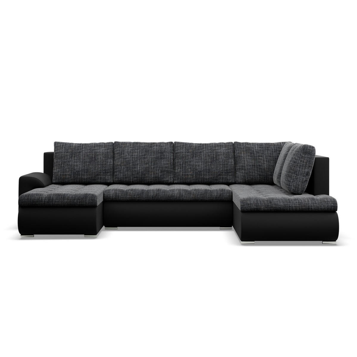 U-SOFA MIT SCHLAFFUNKTION FORESTA, Schwarz + Schwarz - Schwarz, Textil (300/89/200cm)