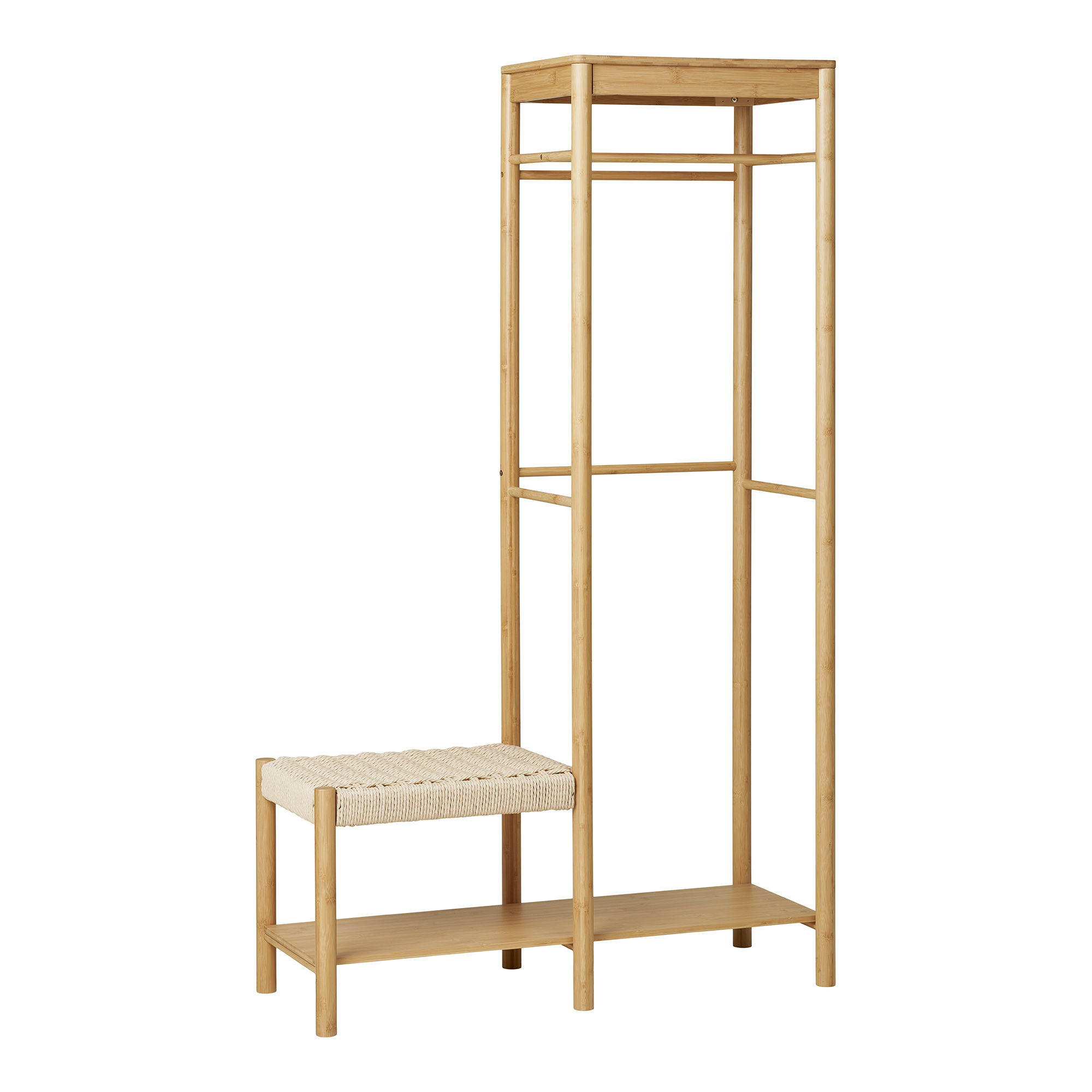 KLEIDERSTÄNDER Ember Bambus, Papierkordel Natur - Naturfarben, Holz (95/165/36cm) - tinkaro