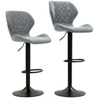 BARHOCKER 2er-Set, Gepolstert Barstuhl mit Lehne, Chenille-Optik, Fußstütze - Dunkelgrau, Kunststoff (48/112/51.5cm) - HOMCOM