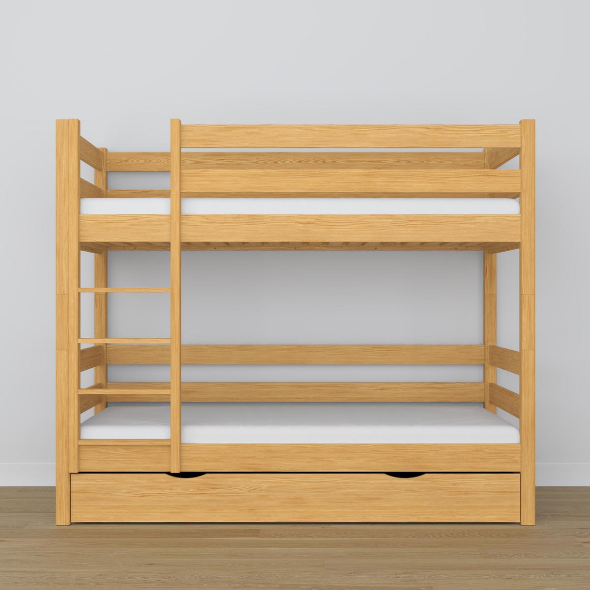 ETAGENBETT N01 mit Schublade Naturkiefer 120/190 - Hellbraun, Naturmaterialien/Holz (120/190cm) - N-Wood
