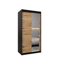 SCHWEBETÜRENSCHRANK 200/100/62 2-türig - Silberfarben/Schwarz, Holz/Kunststoff (100/200/62cm) - MÖBEL KRYSPOL
