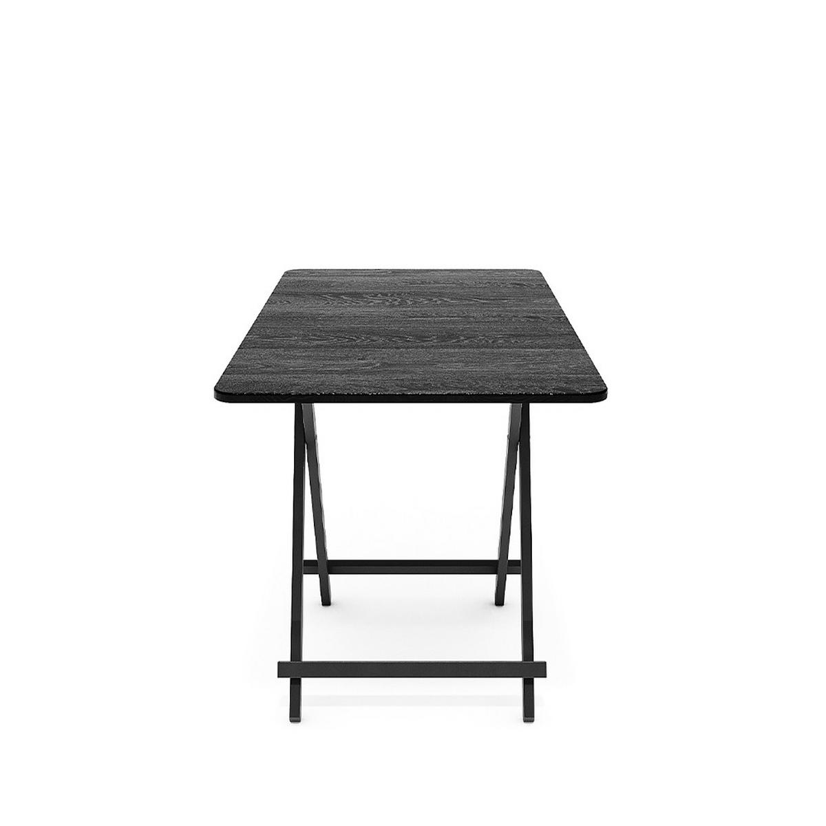 ESSTISCH Klappbar 100/60/74 cm Eisenbeine MDF Schwarz - Schwarz, Holzwerkstoff/Metall (60/74/100cm) - Livingandhome
