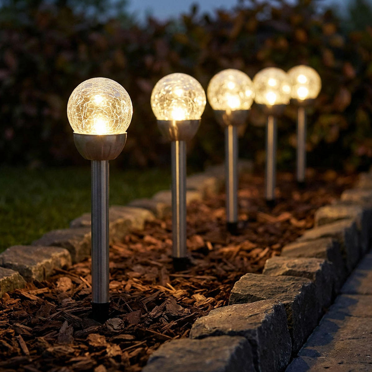 LED AUSSENLEUCHTE Edelstahl Silber 5er Set - Silberfarben, Glas (6/6/24.5cm)