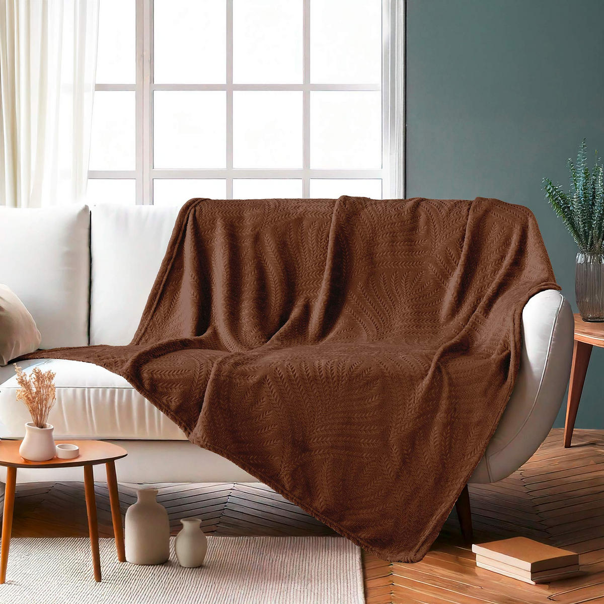 FLANELL-KUSCHELDECKE mit Prägung Nelia 125/150 cm - Braun, Textil (150/125cm) - Douceur d´intérieur