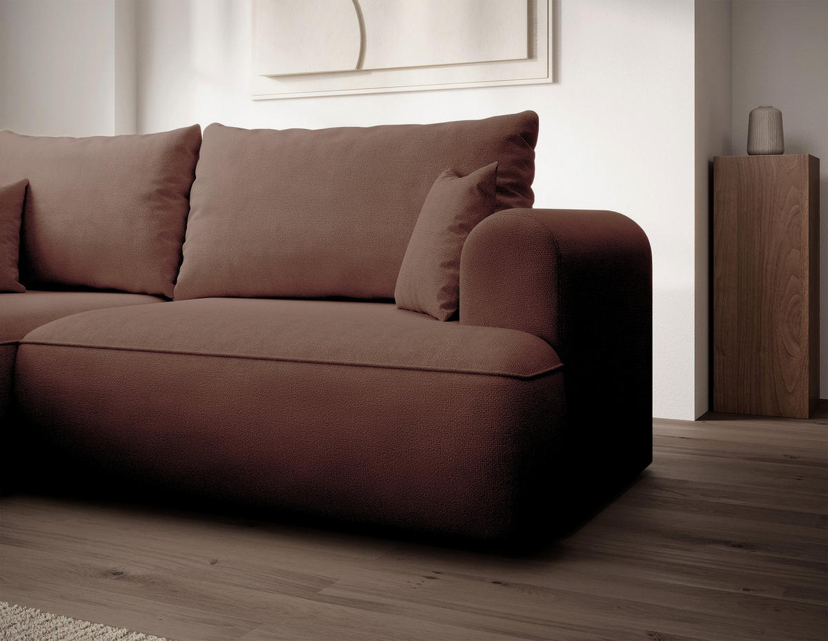 ECKSOFA Ovo Mini Kupfer links - Schwarz/Kupferfarben, Kunststoff/Textil (238/156cm) - Selsey