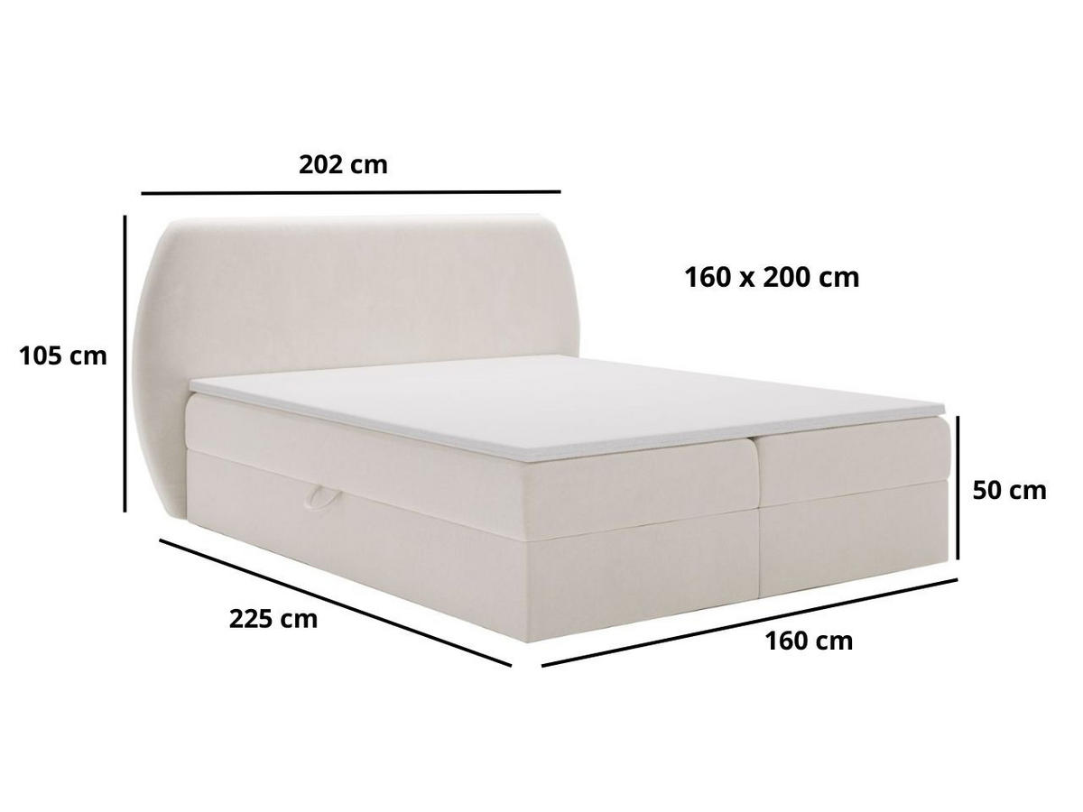 BOXBETT Bogota 160x200 Creme - Creme, Holz/Textil (160/200cm) - Graingold