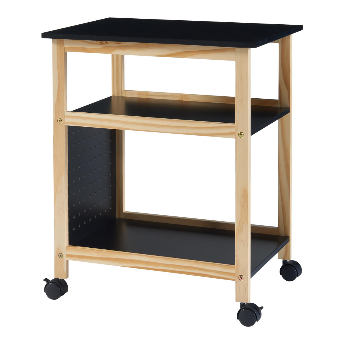 ROLLWAGEN Dønna - Schwarz/Naturfarben, Holzwerkstoff (51/61/36cm) - [en.casa]