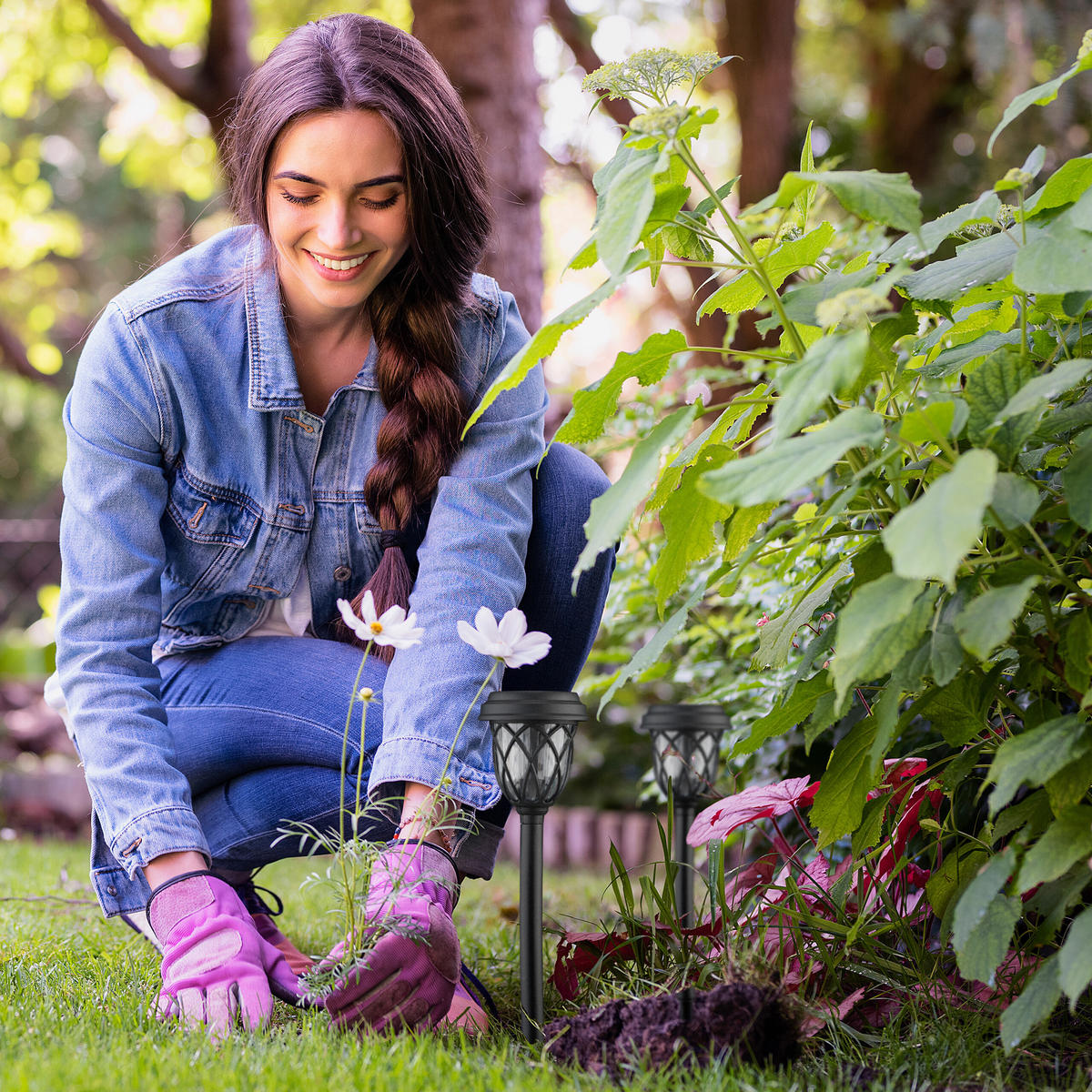 SOLARLAMPEN Set - Schwarz, Kunststoff (10/10/42.5cm) - Relaxdays