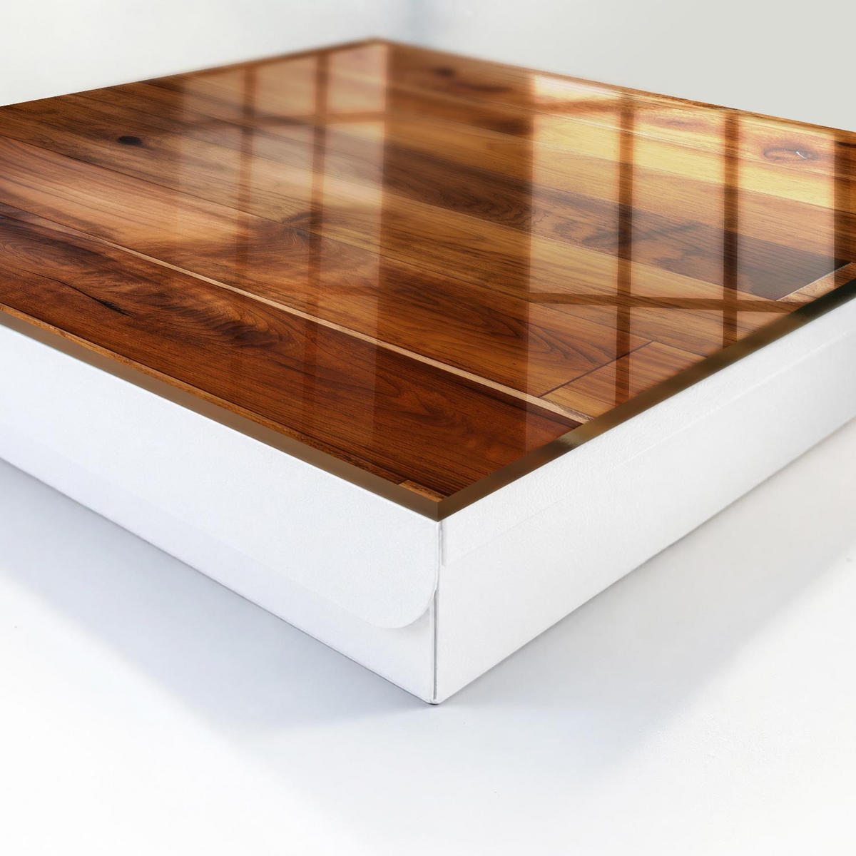 SCHLÜSSELBOX Weiß 30x30 cm – Türöffnung nach rechts - Holzbretter - Braun, Metall (30/30/5cm) - TULUP