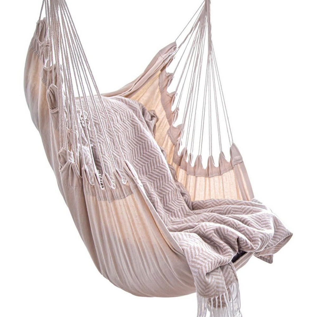 HÄNGESESSEL brasilianisch 95 cm Holzstab Beige - Beige, Textil (95/130/100cm) - Ambiance