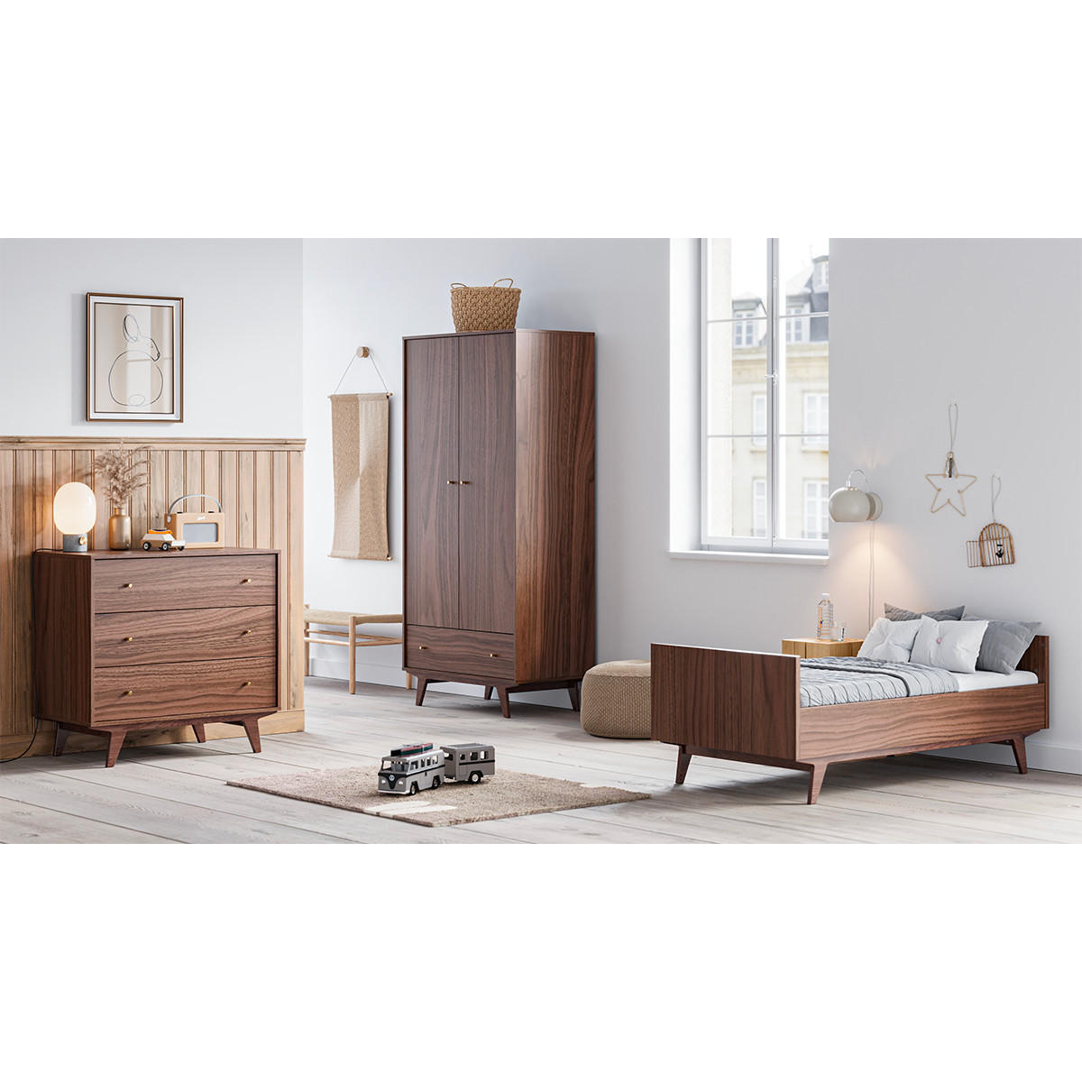 BABYZIMMER 3-teilig Mid Holz - Braun, Holzwerkstoff (144/90/75cm) - Petits-meubles