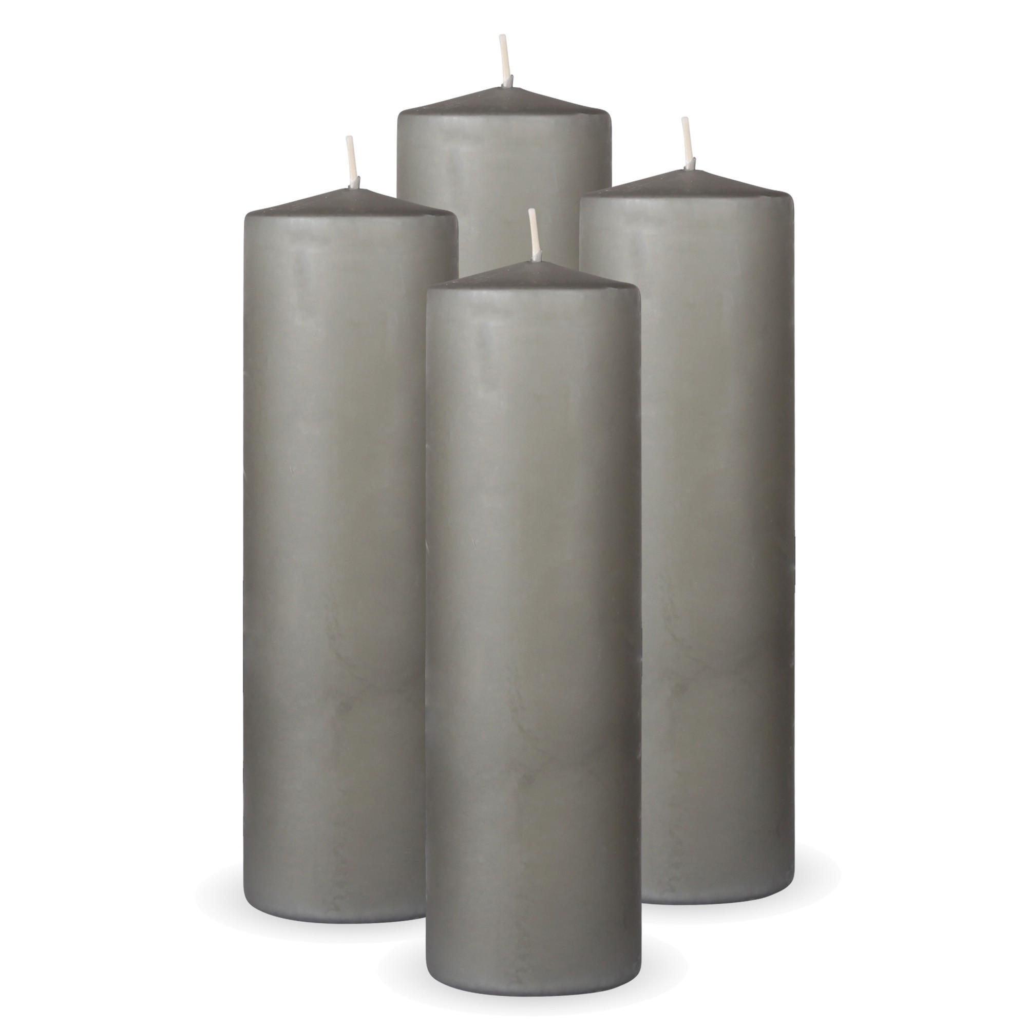 STUMPENKERZEN 4er Pack "Hellgrau", Größe Ø7cm x Höhe: 20 cm - Hellgrau, Naturmaterialien (7/20cm) - Bestlivings