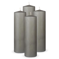 STUMPENKERZEN 4er Pack "Hellgrau", Größe Ø7cm x Höhe: 20 cm - Hellgrau, Naturmaterialien (7/20cm) - Bestlivings