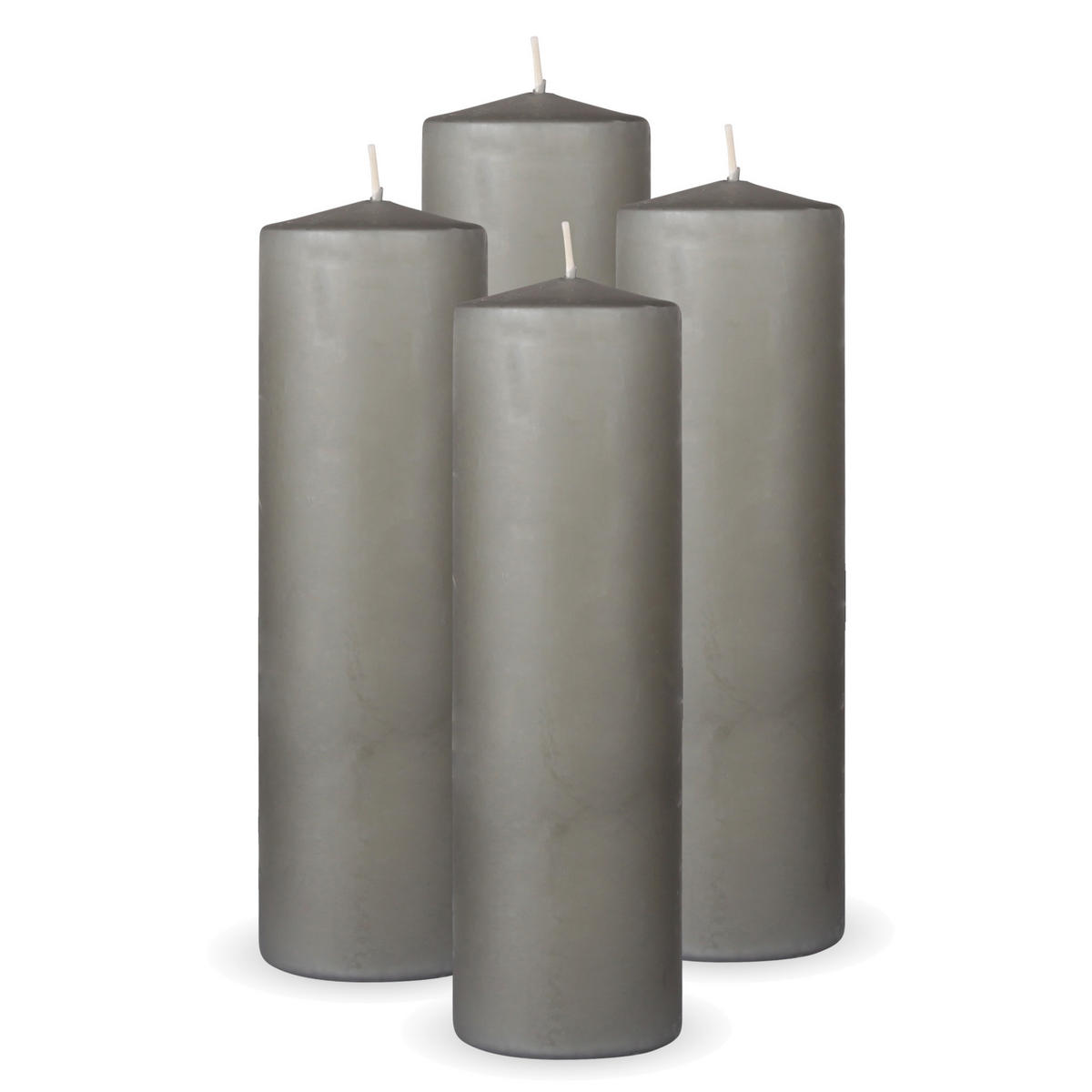STUMPENKERZEN 4er Pack "Hellgrau", Größe Ø7cm x Höhe: 20 cm - Hellgrau, Naturmaterialien (7/20cm) - Bestlivings