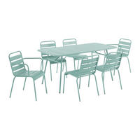 GARTEN-ESSGRUPPE: Tisch D. 160 cm + 2 stapelbare Sessel + 4 stapelbare Stühle - Metall - Mandelgrün - MIRMANDE von MYLIA - Grün, Metall - Vente-Unique