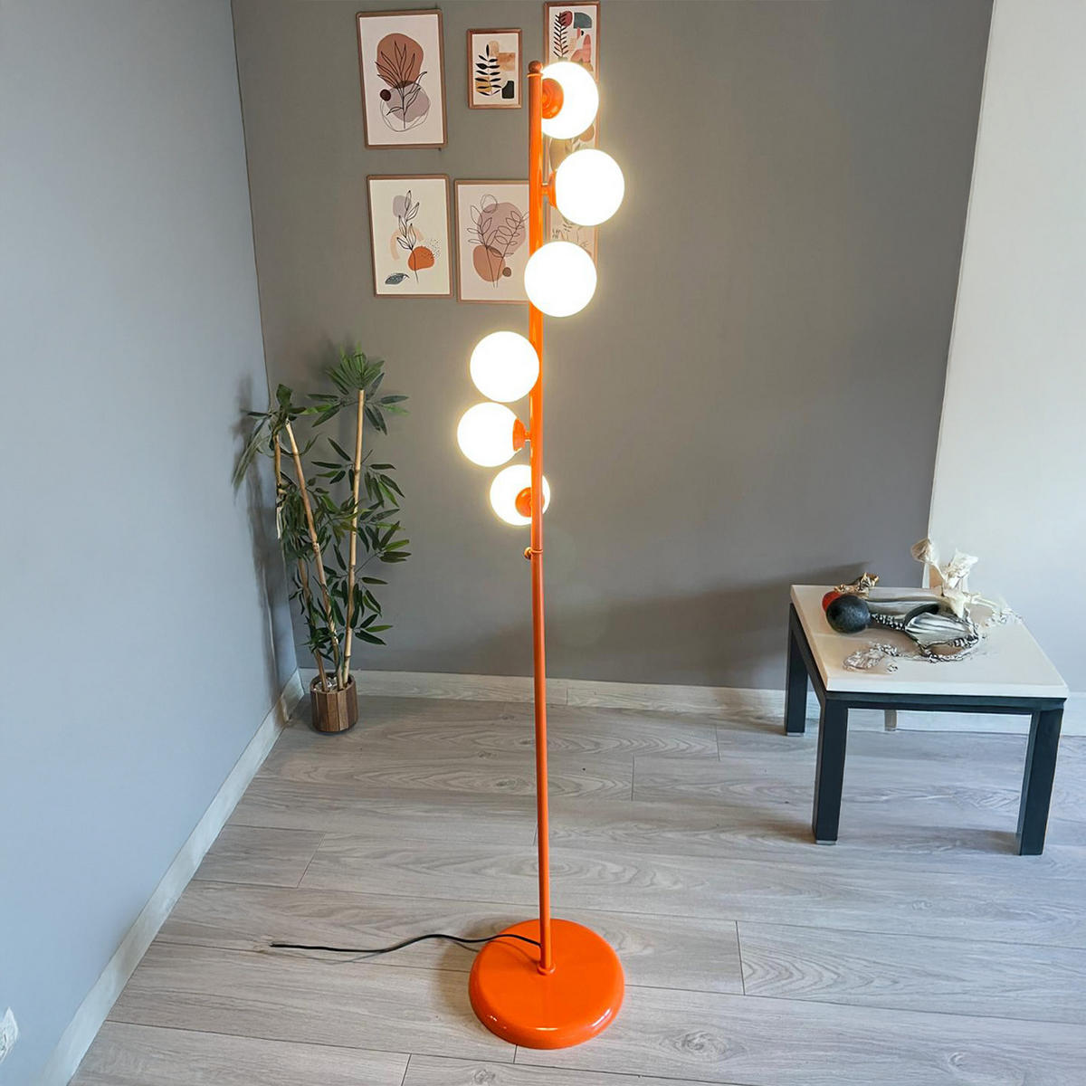 STEHLEUCHTE Orbion 148 Cm - Orange, Metall (30/30/148cm) - Bamyum