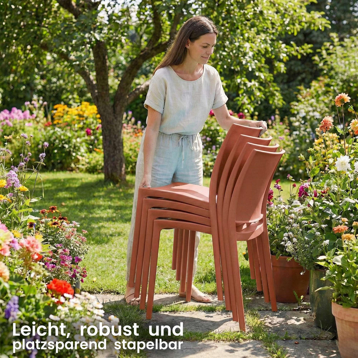 GARTENSTUHL Kunststoff Terracotta - Terracotta, Kunststoff (42/81/49cm) - CLP