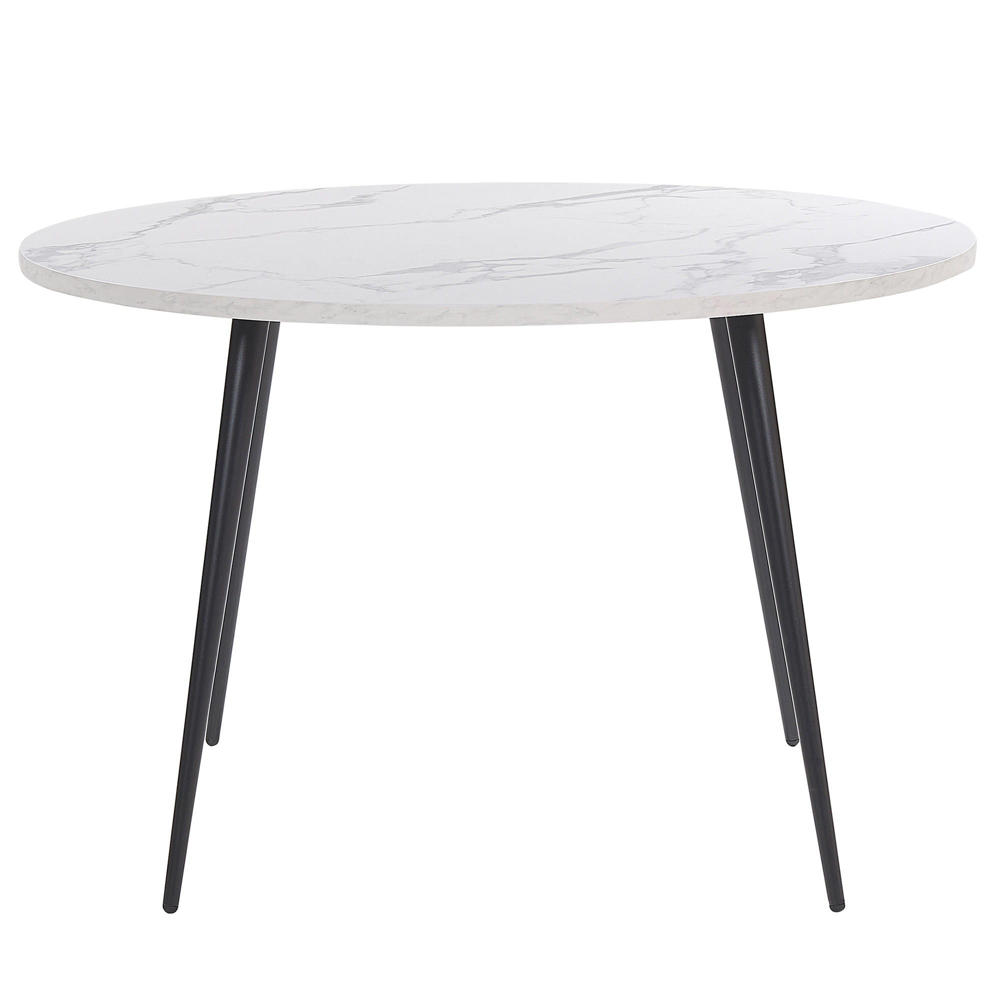 ESSTISCH 120/120/76 cm Weiß schwarz Rund Odeon - Weiß, Holzwerkstoff (120/120/76cm) - Beliani