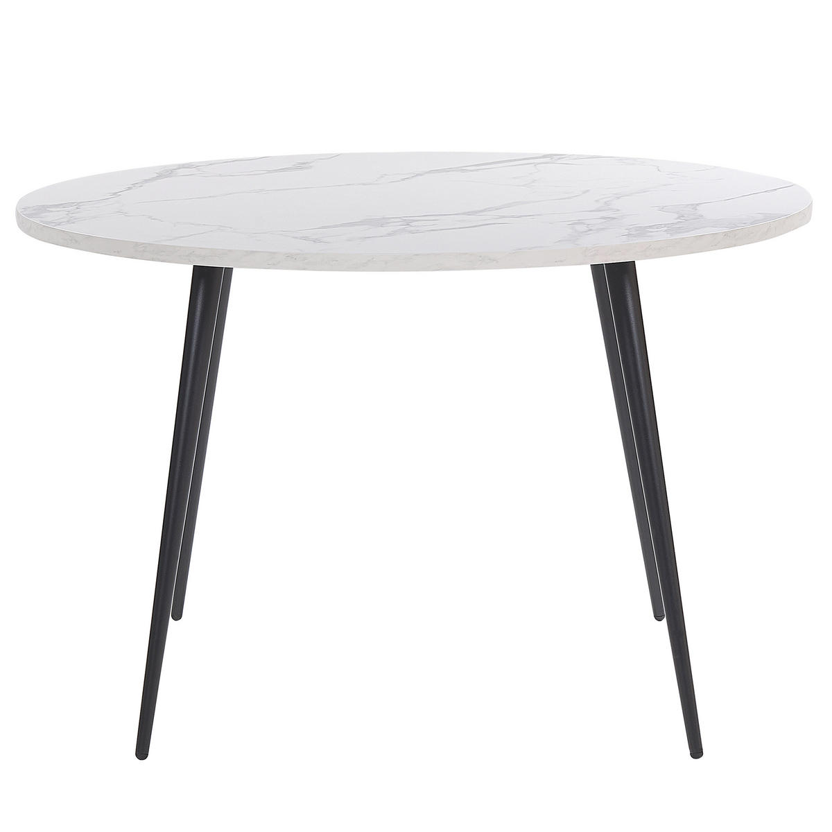 ESSTISCH 120/120/76 cm Weiß schwarz Rund Odeon - Weiß, Holzwerkstoff (120/120/76cm) - Beliani