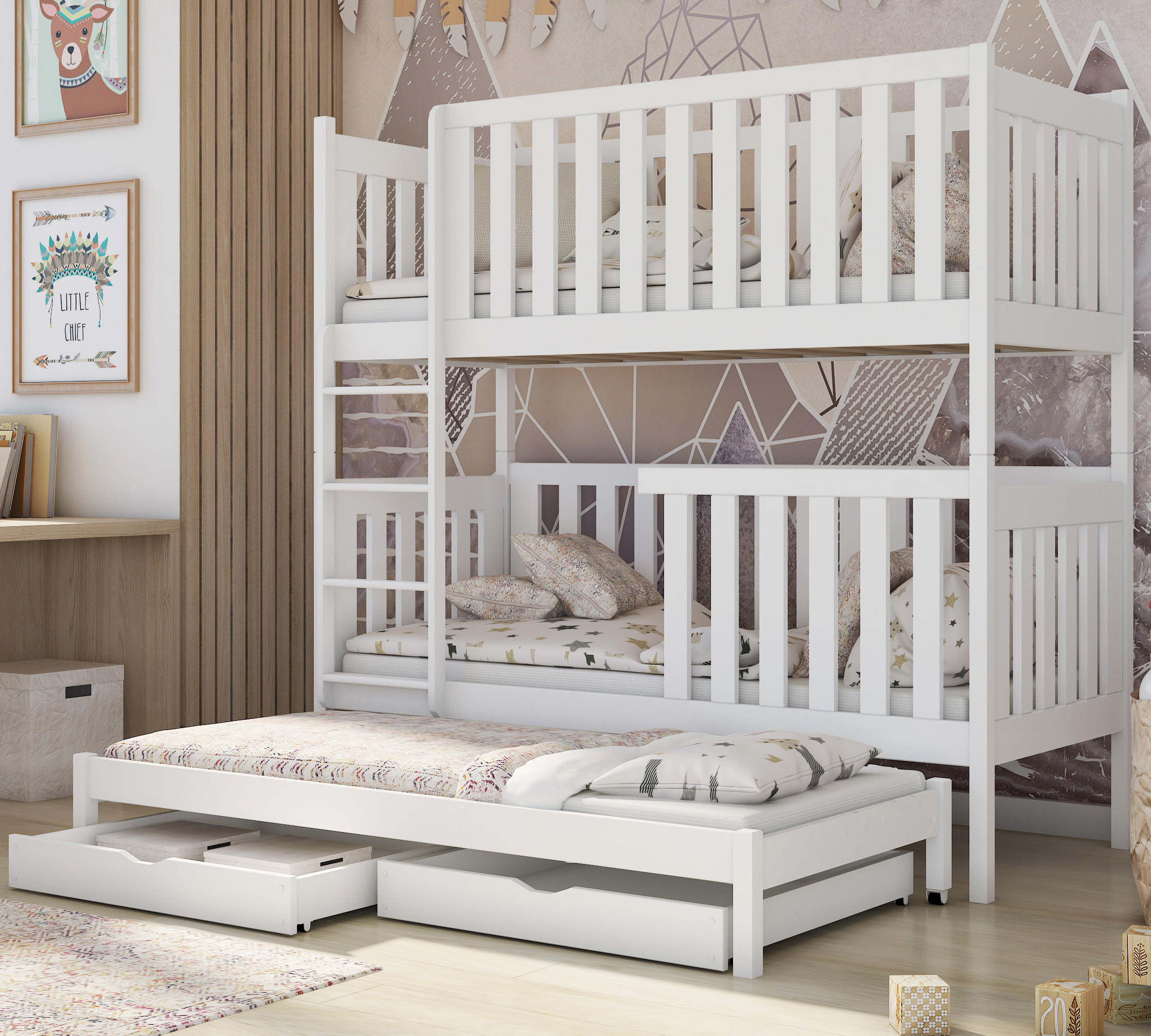 ETAGENBETT 90x200 cm mit Schublade in weiß - Weiß, Holz (90/200cm) - Kids Collective