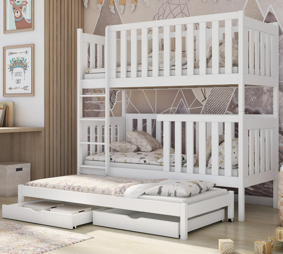 ETAGENBETT 90x200 cm mit Schublade in weiß - Weiß, Holz (90/200cm) - Kids Collective