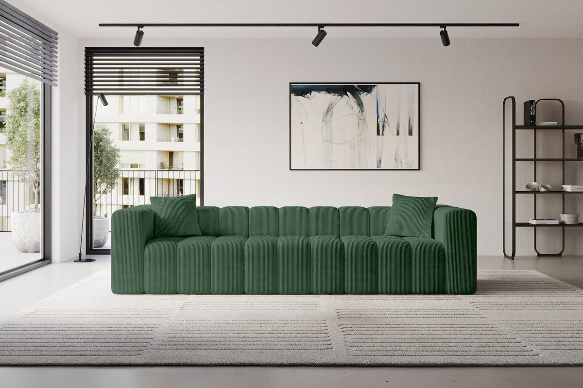 POHOVKA 3-MÍSTNÁ DONY-3 315x90x71 cm Zelená Manšestr - černá/zelená barva, kompozitní dřevo/textil (315/71/90cm) - ALTDECOR