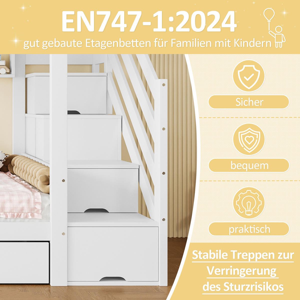 ETAGENBETT 90/200 cm in Weiß mit Schubladen, Regal, Kleiderschrank und Staufach - Weiß, Holz/Holzwerkstoff (90/200cm) - CHICFURN