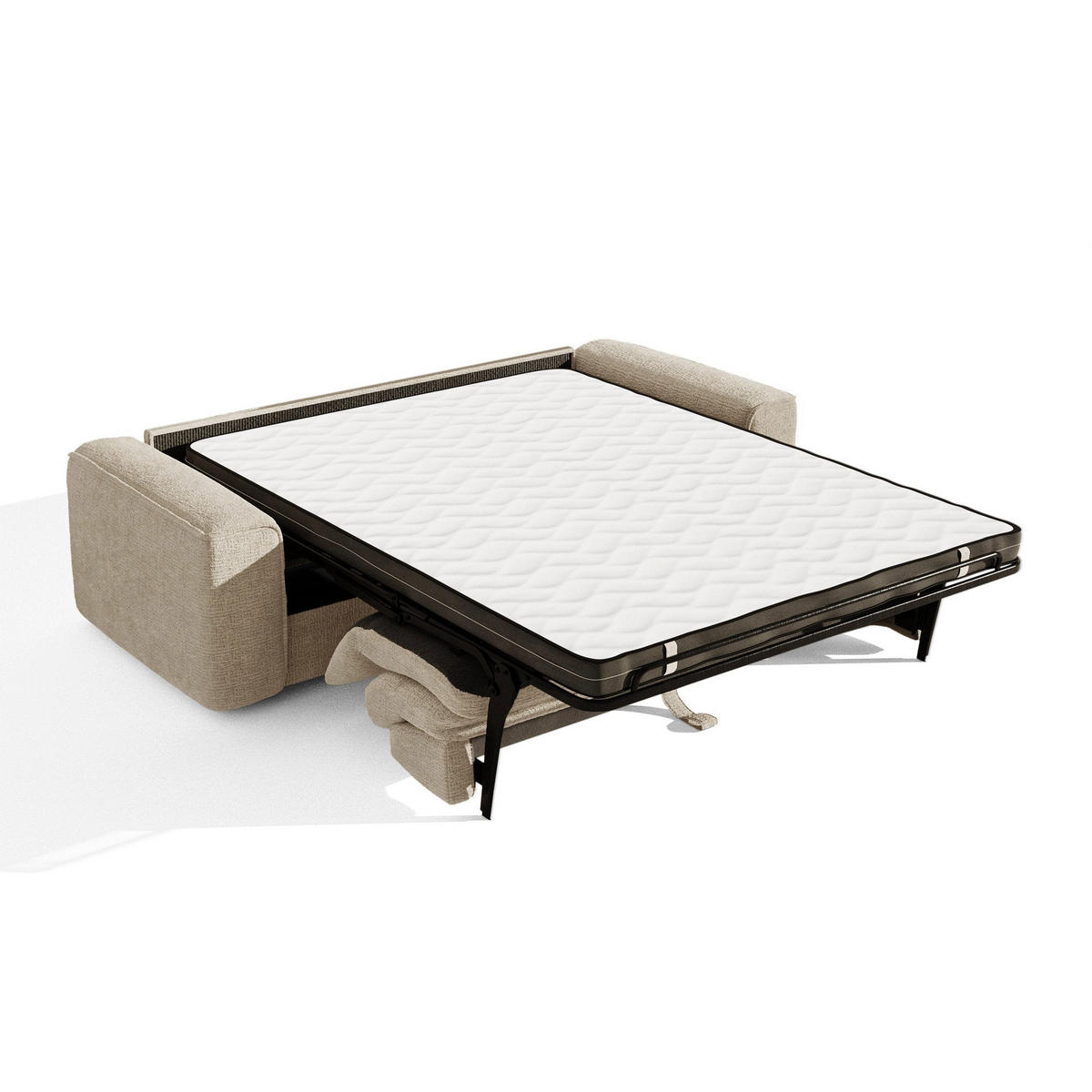 SCHLAFSOFA Express COMO Köpergewebe mit weichem Griff Beige 236cm - Beige, Textil (236/78/100cm) - Premium Interiors