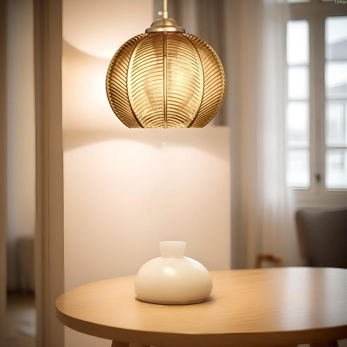 PENDELLEUCHTE Paris - Goldfarben/Bernsteinfarben, Glas/Metall (19/19/110cm) - kiki design