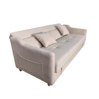 SCHLAFSOFA adare beige 3-sitzer samt - Beige, Holzwerkstoff (198/85/85cm) - Concept Usine