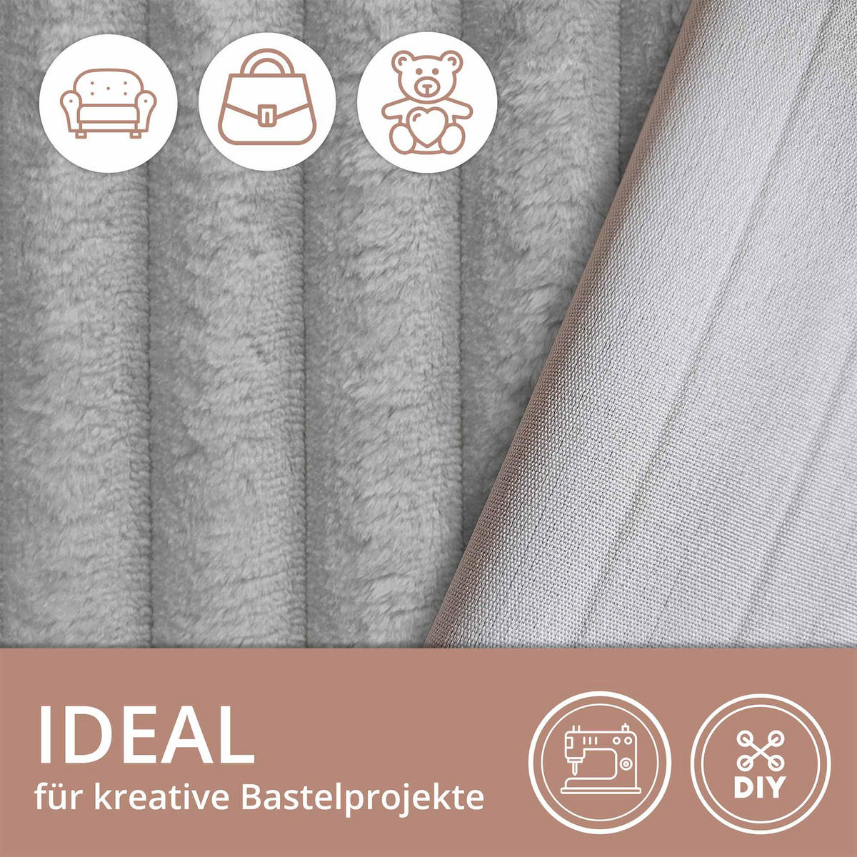 CORDSTOFF Tilia Hellgrau – Breitcord 2,5 cm, 420 g/m², 140 cm breit, extraweich & robust, OEKO-TEX zertifiziert - Hellgrau, Textil (140/100cm) - Dreamroots