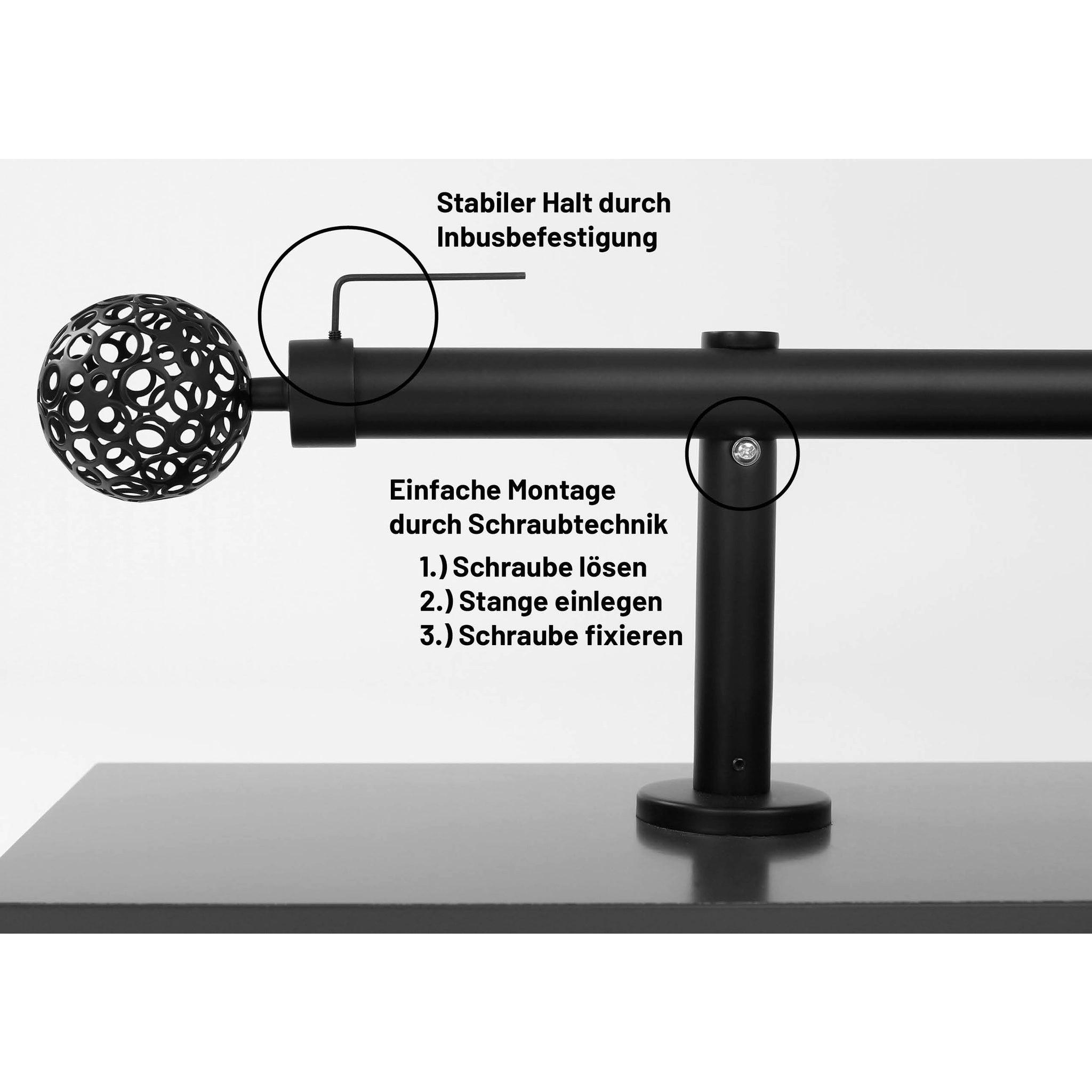 Thumbnail - Deco-Raum Gardinenstange, Schwarz, Metall, 260 cm, Wohntextilien, Gardinen & Vorhänge, Gardinen-Stangen