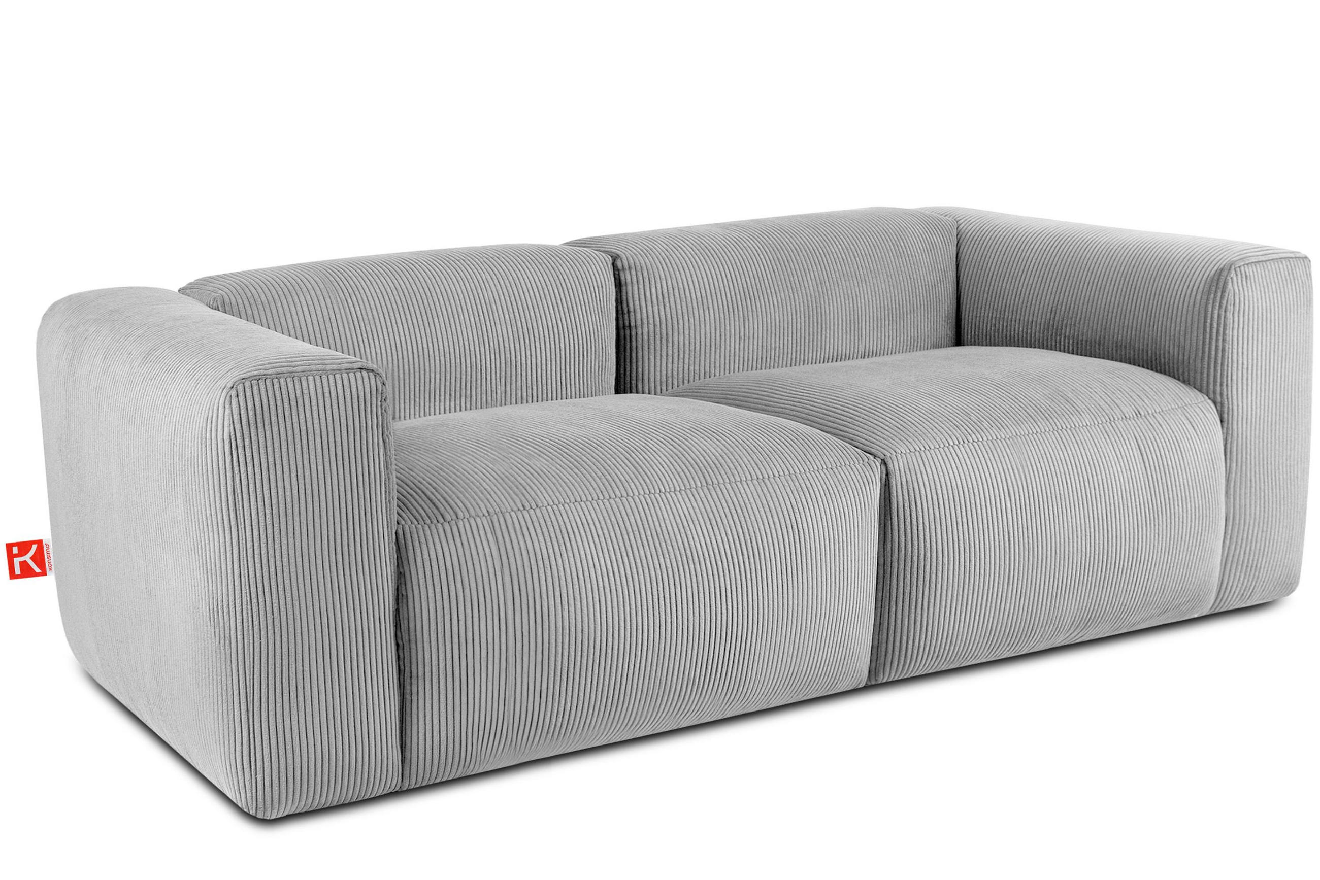 2,5-SITZER-MODULSOFA BUFFO mit extrem weicher und bequemer Sitzfläche, Kordstoff, hellgrau - Hellgrau, Textil (250/73/96cm) - KONSIMO®