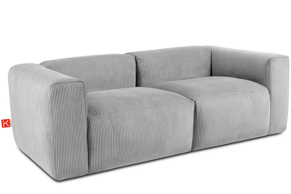 2,5-SITZER-MODULSOFA BUFFO mit extrem weicher und bequemer Sitzfläche, Kordstoff, hellgrau - Hellgrau, Textil (250/73/96cm) - KONSIMO®