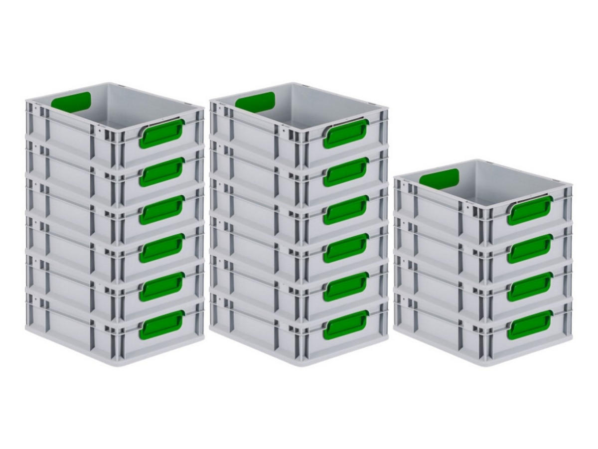EUROBOX 16x Nextgen Color 12x30x40cm 11 Liter Griffe Grün Geschlossen - Grün, Kunststoff (30/12/40cm) - PROREGAL