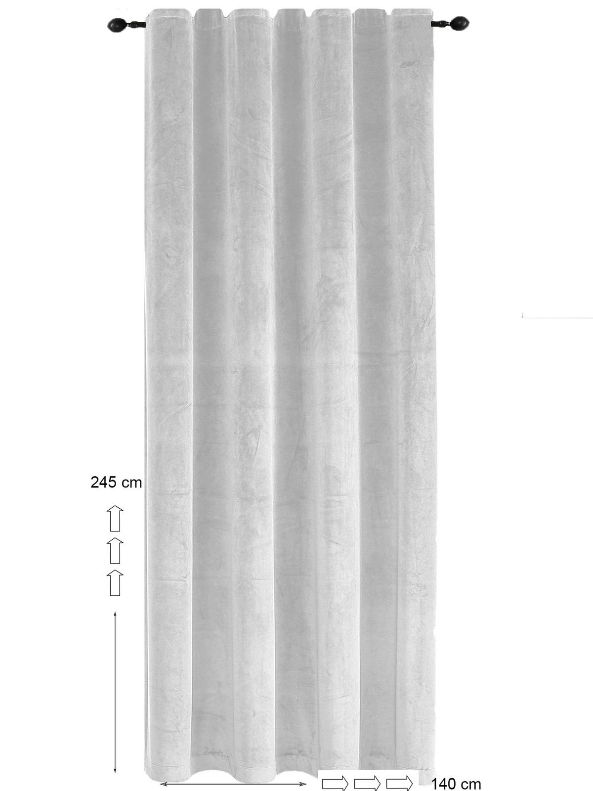 VORHANG Kräuselband Samt 140/245 cm Weiß - Weiß, Textil (140/245/245cm) - TiborTex