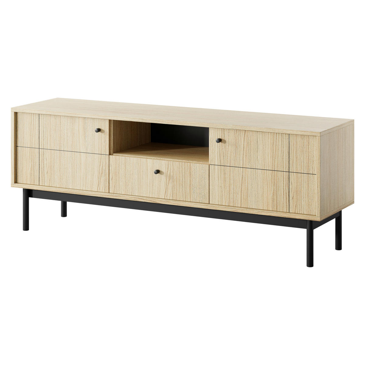 LOWBOARD TV DIEPPE RTV1-2D1S Fräste Fronten, Eiche - Eichefarben, Holz/Holzwerkstoff (154/56/39cm) - Komodee