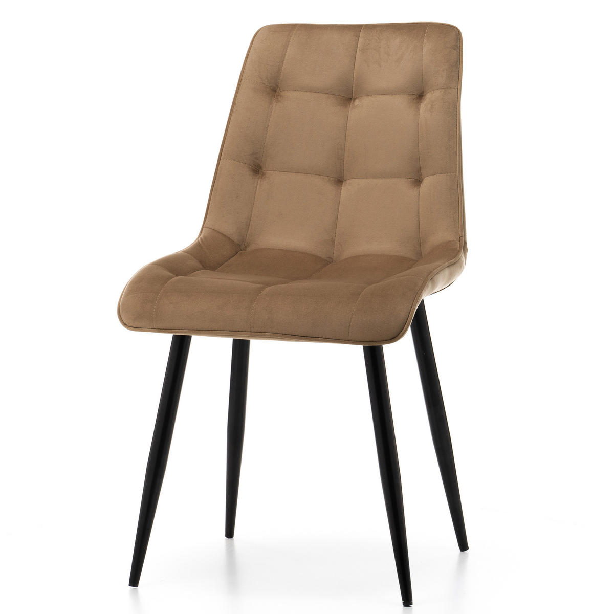 STUHL CHIC gespolsterter mit Steppung - beige - Samt Velours - Hellbraun/Beige, Metall (50/88/47cm) - NEW HOME