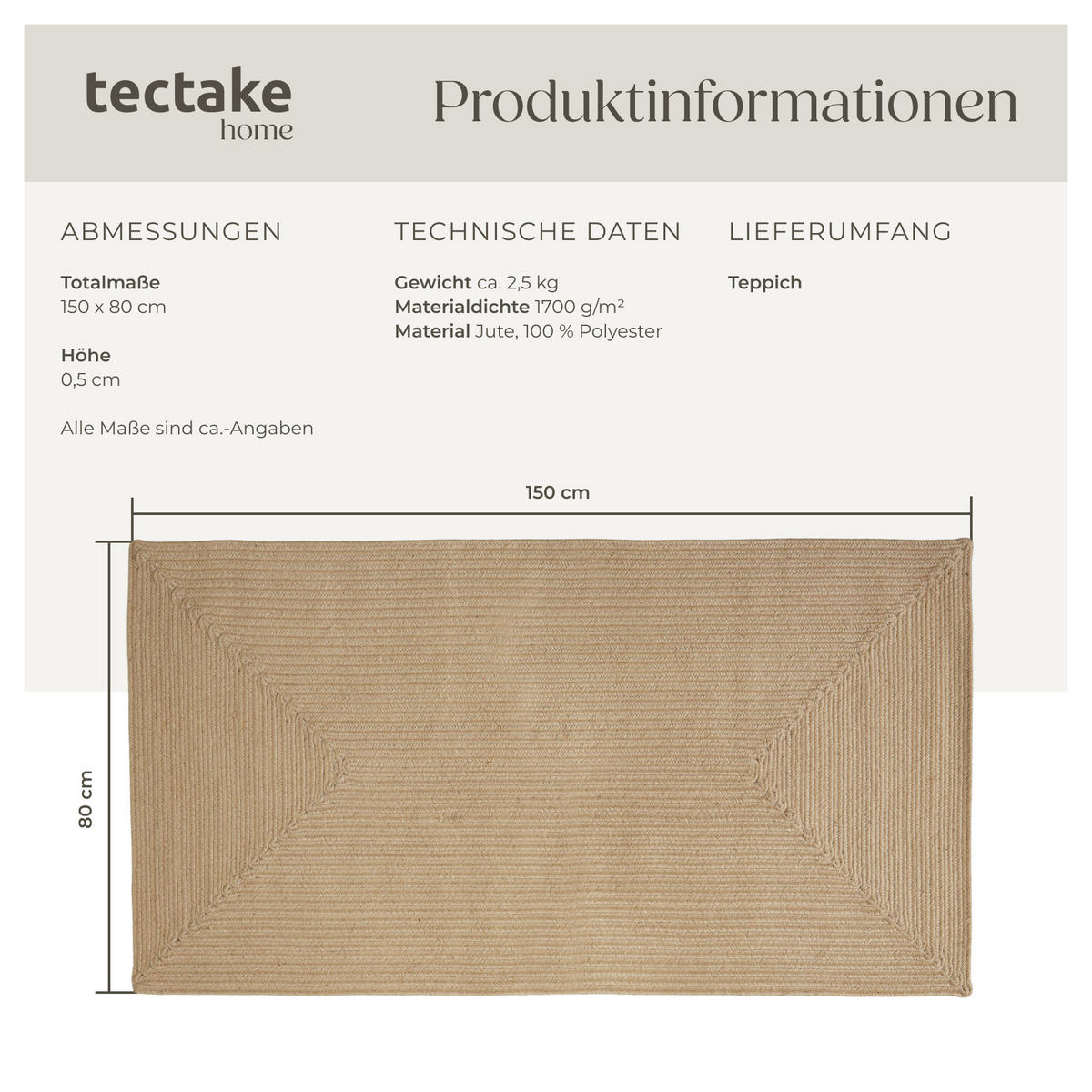 GEFLOCHTENER-TEPPICH Vibe,strapazierfähig und pflegeleicht,braun - Braun, Textil (80/150cm) - tectake