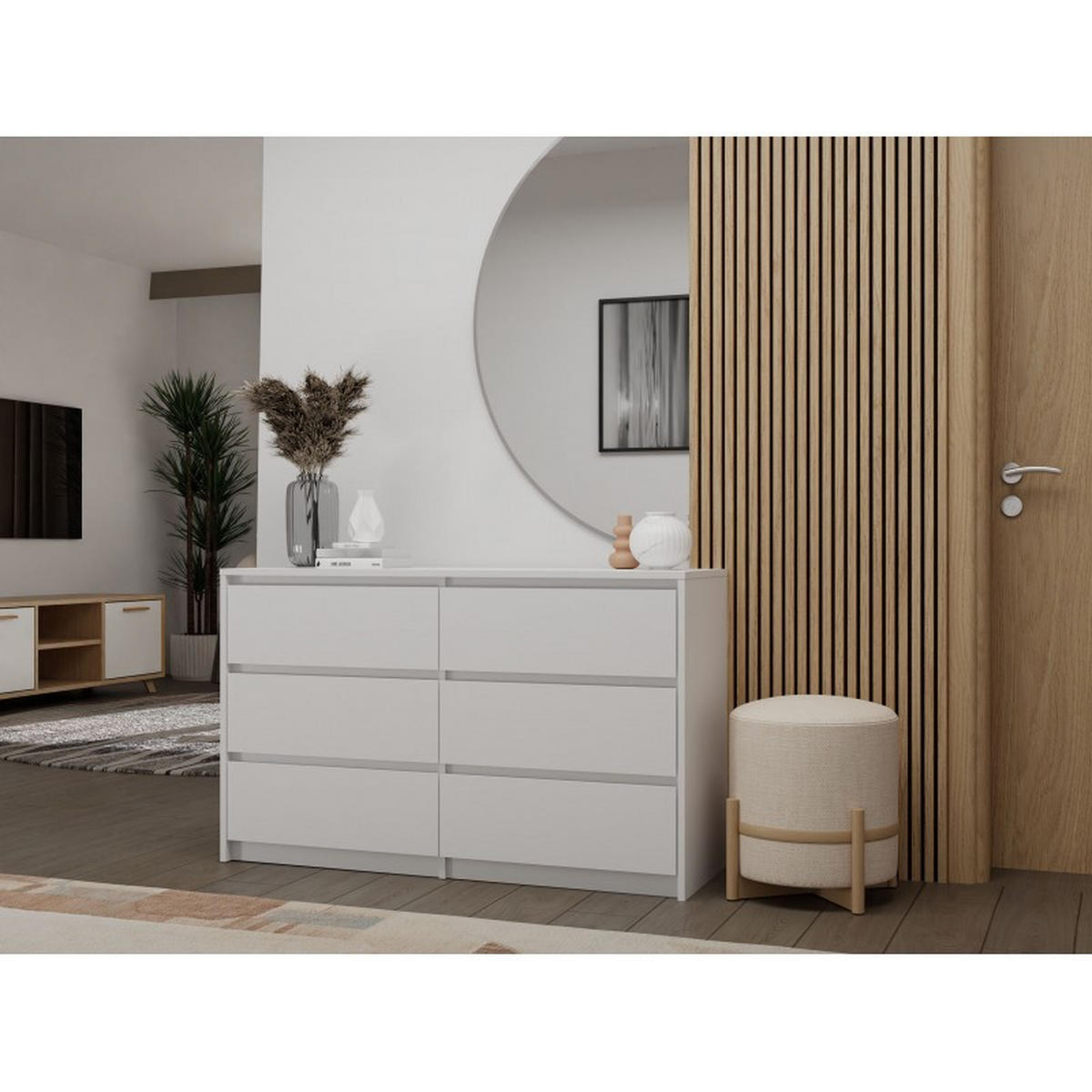 KOMMODE Weiß 120/73,5/40 - Weiß, Holzwerkstoff (120/74/40cm) - RAUMHIRSCH FURNITURE